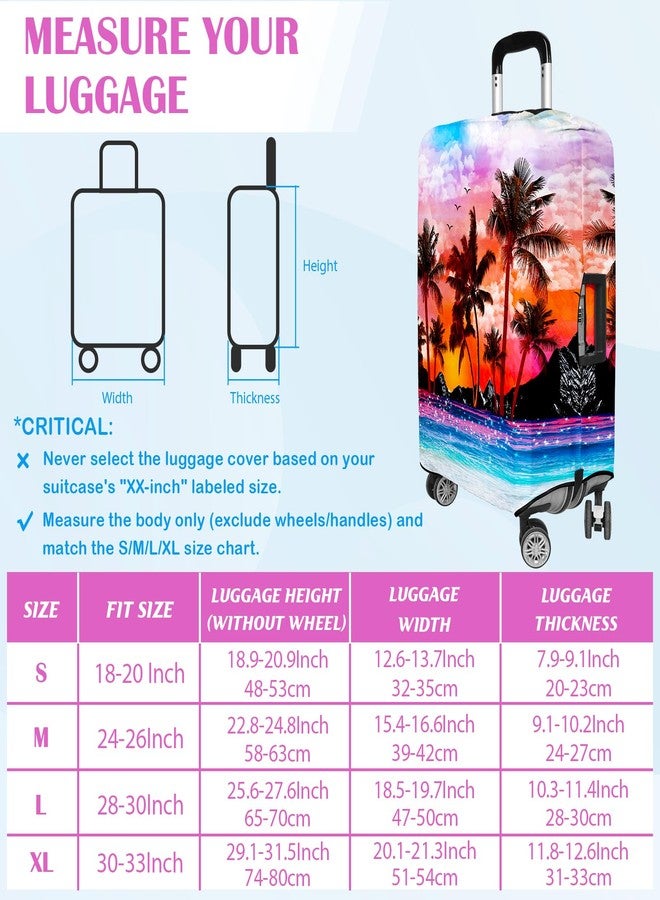 Lattlefnki Luggage Covers for Suitcase Elastic Suitcase Covers Luggage Protector Anti-scratch Fits 18-30 Inch Luggage, sunset coconut tree, L(28-30inch) - Image 2
