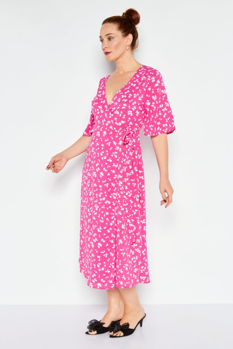 French Connection فستان ماكسي مطبوع بالكامل للنساء، وردي - Image 3