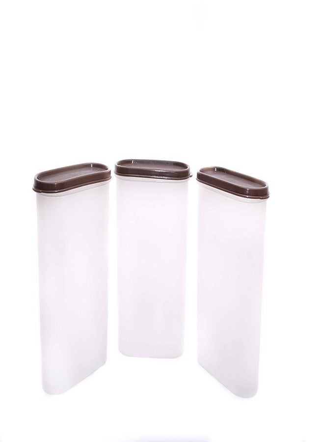 Mahaware Modular Oval Plastic Kitchen Container Set,2400 ml, Set of 3, Brown - Image 4