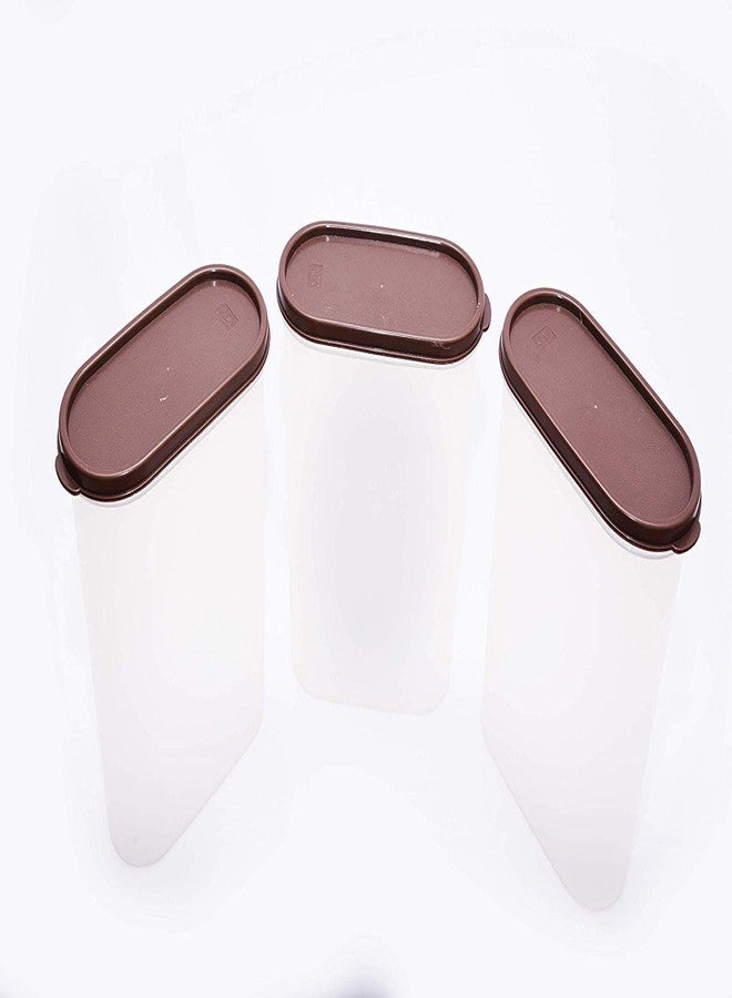 Mahaware Modular Oval Plastic Kitchen Container Set,2400 ml, Set of 3, Brown - Image 5