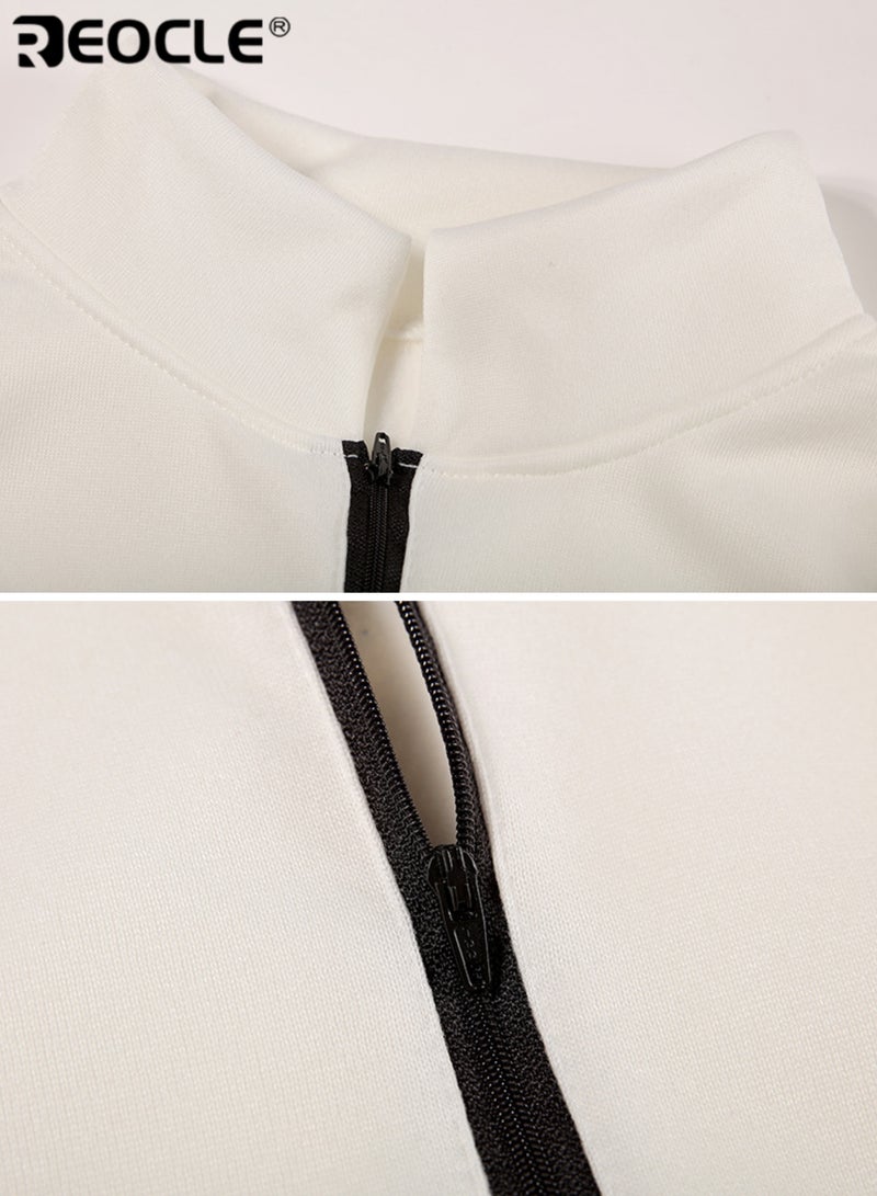 ريوكل سويت شيرت نسائي واسع مع سستة نصفية وتصميم بأكمام طويلة، سترة عصرية بميزة capuche للراحة غير الرسمية في الخريف - Image 5