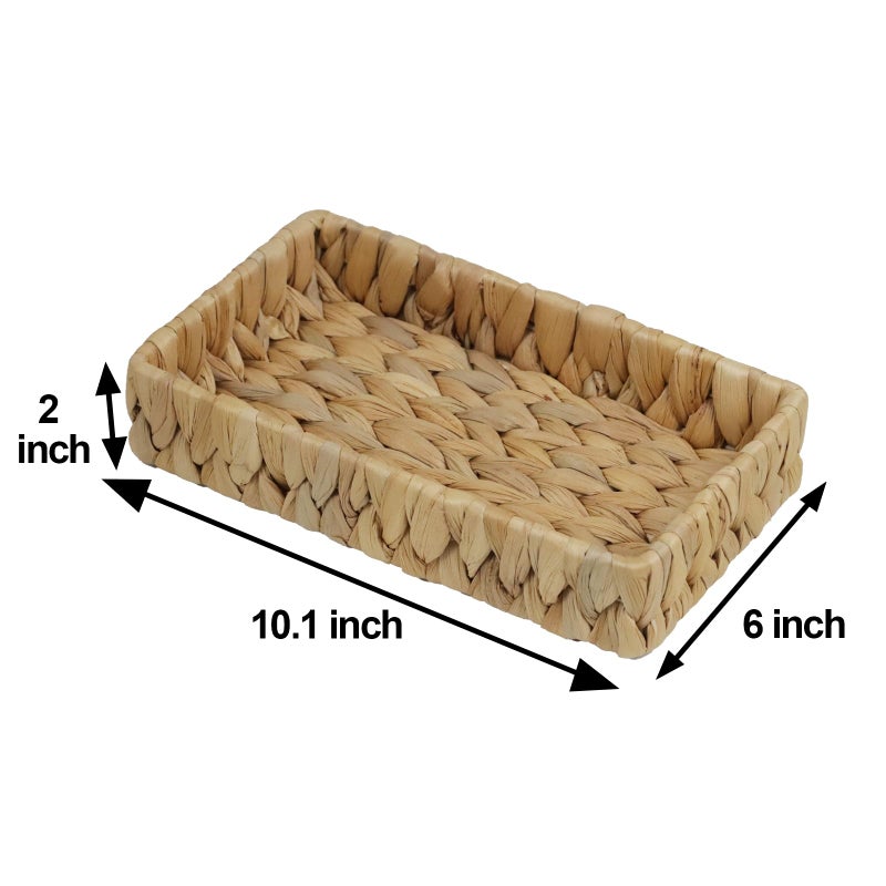 ORDELITE Bathroom Tray Countertop, 10 Inch Water Hyacinth Bathroom Basket, Toilet Tank Bathroom Vanity Tray, Rattan Wicker Tray for Bathroom Decor Coffee Table (Small) - Image 5