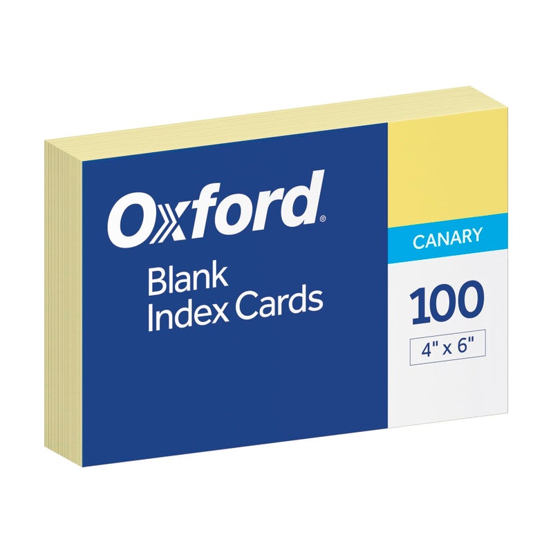 Oxford Oxford Blank Color Index Cards 4 x 6 Canary 100 Per Pack 7420 CAN