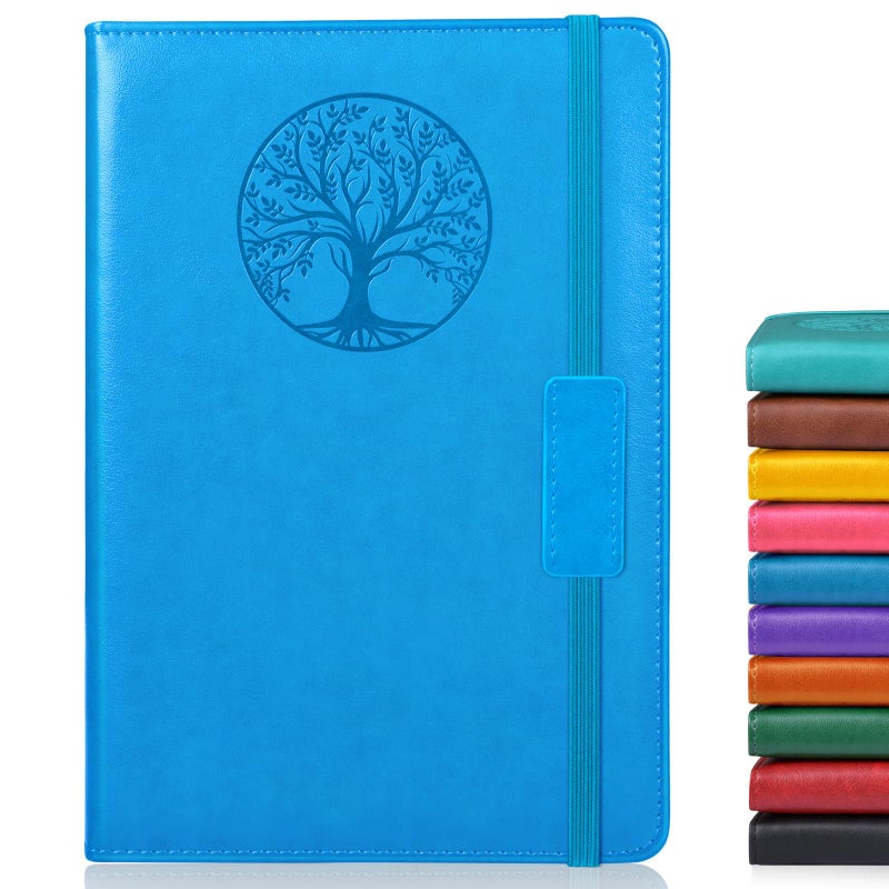 Biuwory Lined Journal Notebook for Women Men,256 Pages A5 Hardcover Leather Journals for Writing,Travel,Business,Work & School,College Ruled Notebooks for Note Taking,Diary Notepad 5.7"Ã—8.3" blue - Image 1