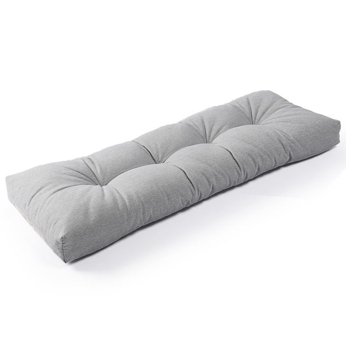 LOKGRIP NON SLIP TUFTED MEMORY FOAM BENCH CUSHION FADESHIELD WATER RESISTANT DURABLE THICKEN OUTDOORINDOOR BENCH SEAT PADS 54X16X4 INCH HEATHER GREY