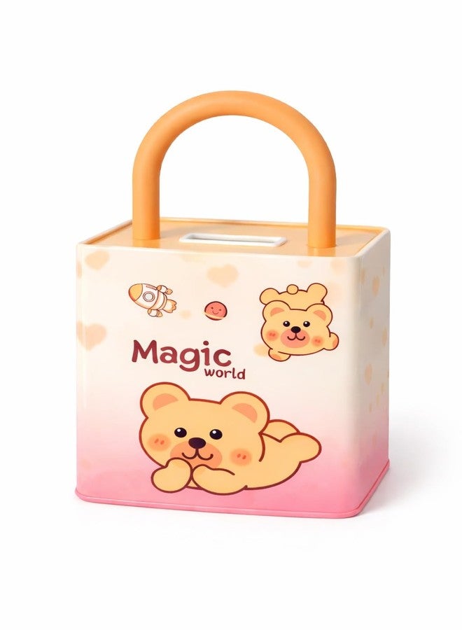 Sajani Cute Cartoon Creative Portable Piggy Bank, Money Saving Box with Combination Lock, Mini Coin Bank Gifts for Boys and Girls, Best Return Gifts for Kids (Pack of 1) (Lock - Yellow) - Image 1