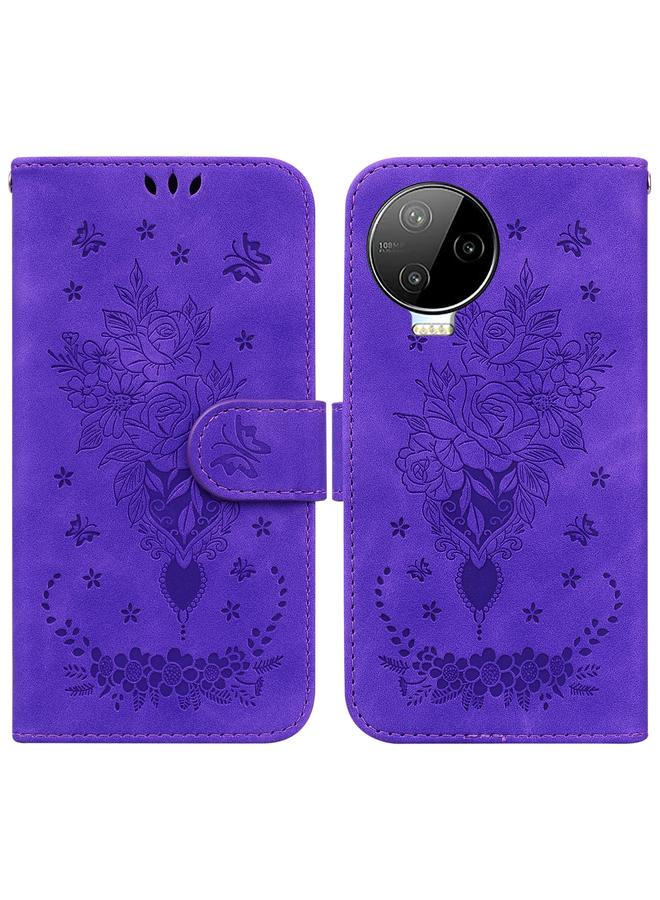 Zaboon Case For Infinix Note 12 Pro 4G Butterfly Rose Embossed Leather Phone Case - Image 1