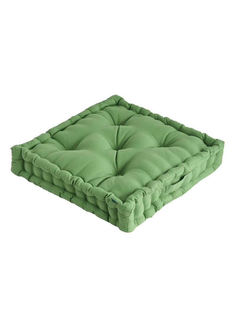SKANDA FAB Premium Hand-Plotted Cotton Reversible 60 x 60 x 12 CM | Floor Cushion | Floor Cushions Solid Green (Pack of 1) - Image 3