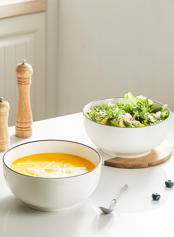 Dafuceramic Salad Bowls, 120 OZ(10") Large Serving Bowls Set of 2, Ceramic White Serving Bowls for Salad, Soup, Pasta and Dinner, Large Porcelain Bowl Set for Entertaining - Image 5