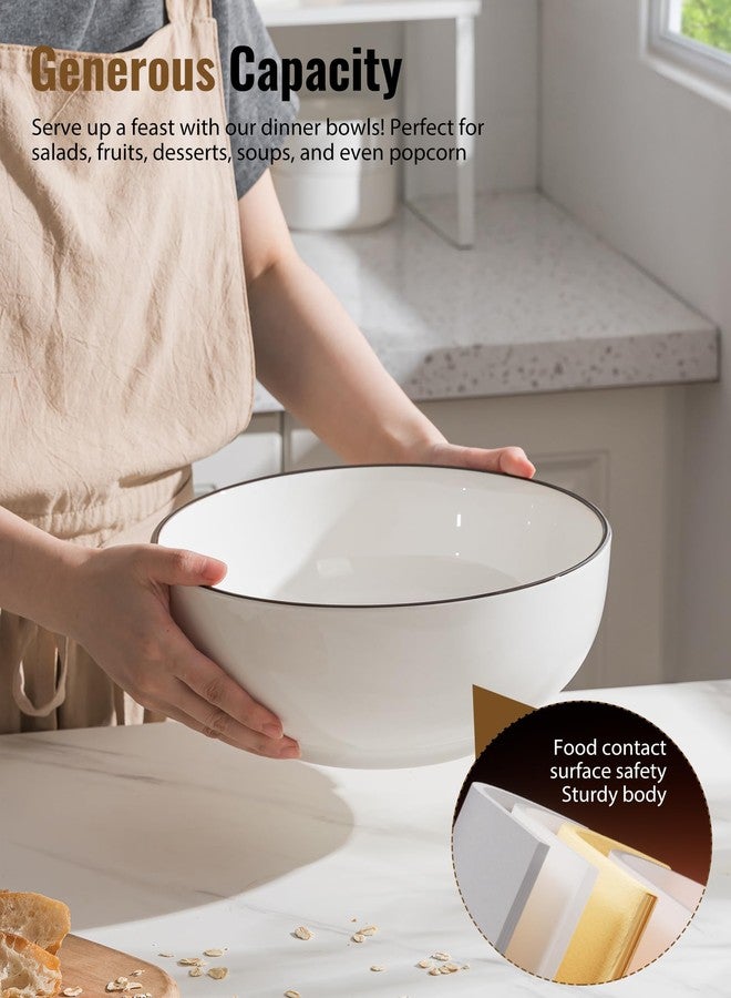 Dafuceramic Salad Bowls, 120 OZ(10") Large Serving Bowls Set of 2, Ceramic White Serving Bowls for Salad, Soup, Pasta and Dinner, Large Porcelain Bowl Set for Entertaining - Image 3