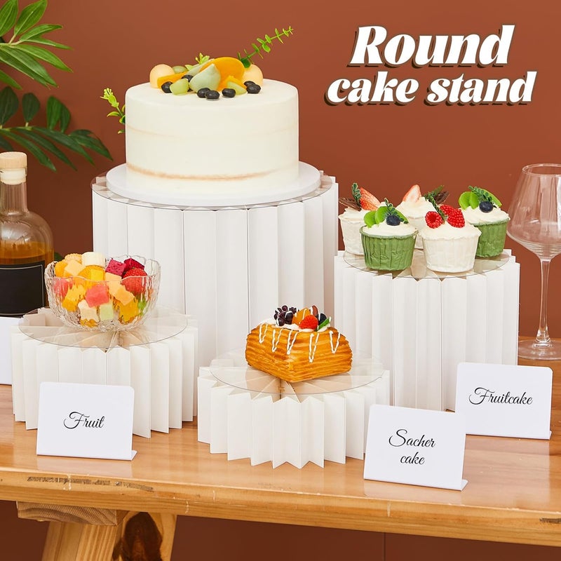 Marsui Buffet Risers Food Display for Dessert Table Cake Riser Display Stands Acrylic Foldable Cardboard Cake Stands Tall Columns for Parties Birthday Wedding Pillars Decoration (Large) - Image 5