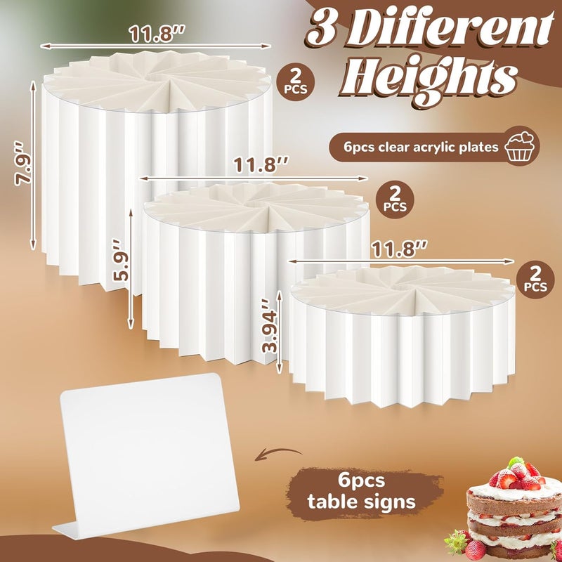 Marsui Buffet Risers Food Display for Dessert Table Cake Riser Display Stands Acrylic Foldable Cardboard Cake Stands Tall Columns for Parties Birthday Wedding Pillars Decoration (Large) - Image 2