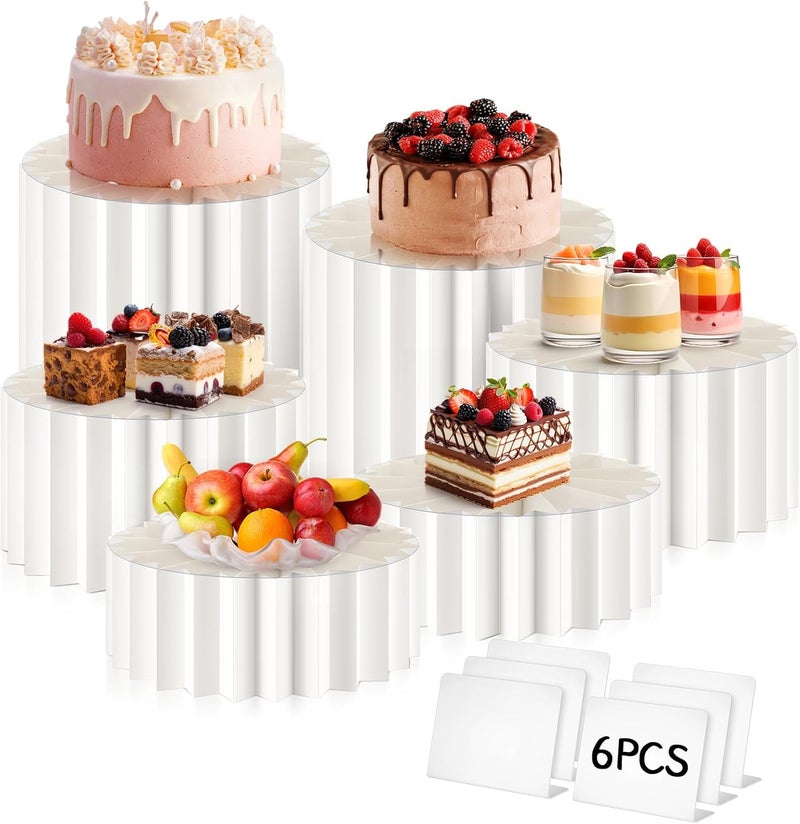 Marsui Buffet Risers Food Display for Dessert Table Cake Riser Display Stands Acrylic Foldable Cardboard Cake Stands Tall Columns for Parties Birthday Wedding Pillars Decoration (Large) - Image 1