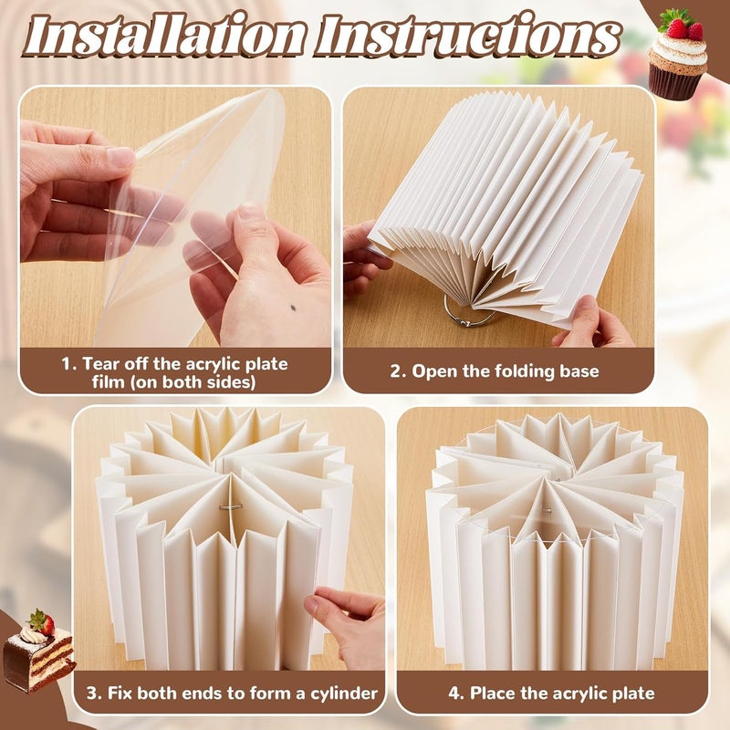 Marsui Buffet Risers Food Display for Dessert Table Cake Riser Display Stands Acrylic Foldable Cardboard Cake Stands Tall Columns for Parties Birthday Wedding Pillars Decoration (Large) - Image 3