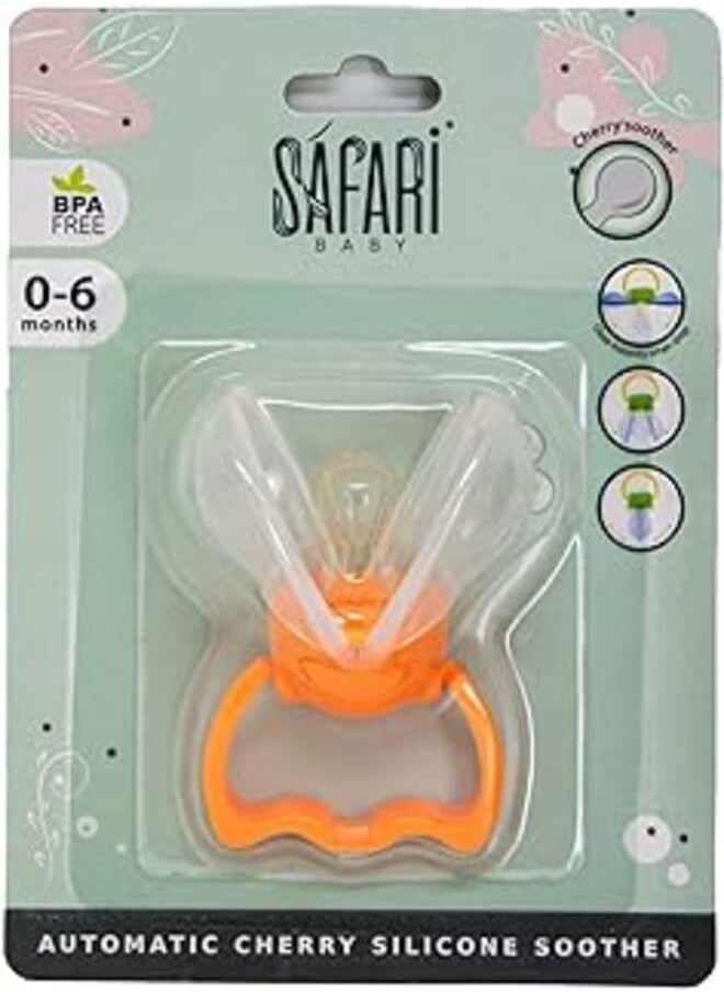 Safari Safari cherry auto close soother 0-6 orange 1 piece 