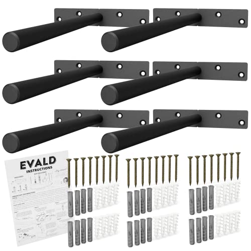 EVALD Heavy Duty Floating Shelf Bracket | 8-Inch Floating Mantel Mount, Blind Shelf Supports, and Anchors | Floating Shelf Hardware for Home and Office Decor | Fireplace Mantel Brackets (6 Pack) - Image 1