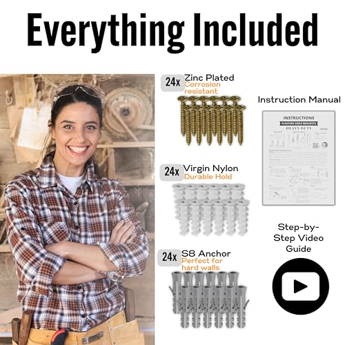 EVALD Heavy Duty Floating Shelf Bracket | 8-Inch Floating Mantel Mount, Blind Shelf Supports, and Anchors | Floating Shelf Hardware for Home and Office Decor | Fireplace Mantel Brackets (6 Pack) - Image 5