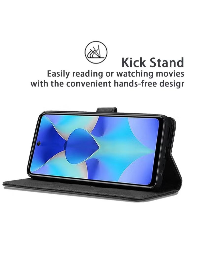 X-level Tecno Spark 10 Pro Case Cover Soft Quality Leather Flip Folio Wallet with Card Slots Holder Stand Back Cover Drop-Proof Shock-Proof Protective Cell Phone Back Accessories Protection  - Image 5