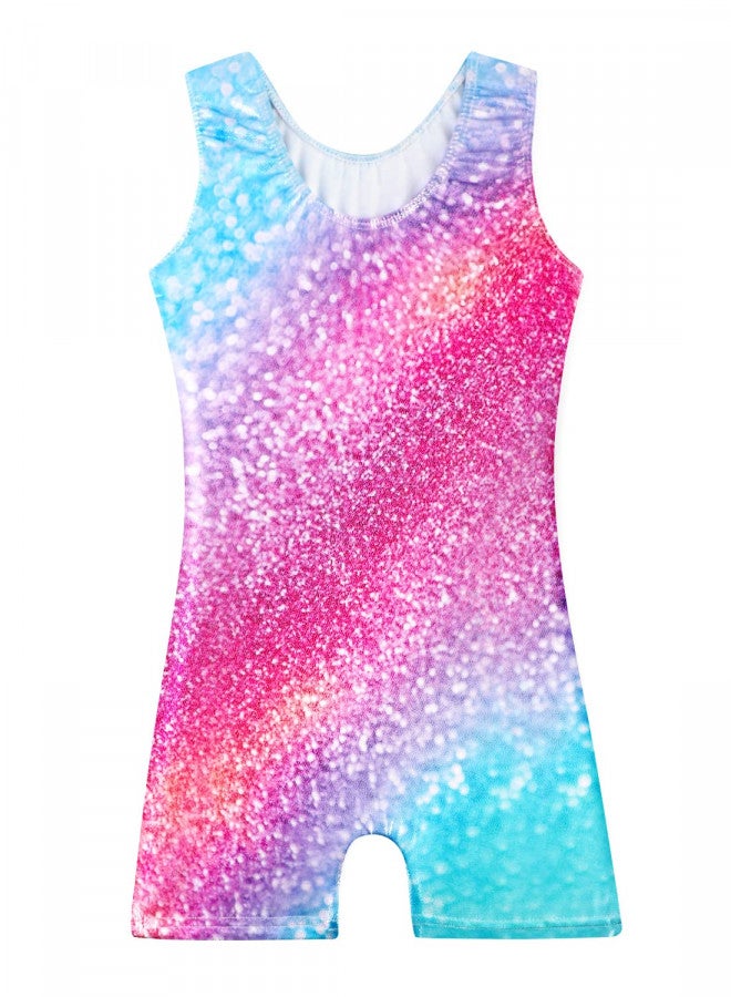 Belovance Girls Kids Leotards for Gymnastics 5 6 Kids Girls Dance Clothes Sleeveless Gymnastic Biketard Colorful Sparkle (Sparkle Rainbow, 5/6 Years) - Image 1
