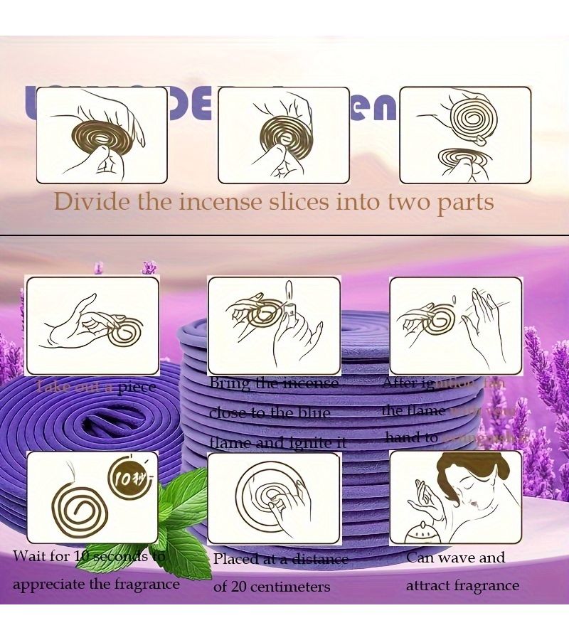 Natural Lavender Coil Incense 40 Pieces Soothing Aroma Calm Space - Image 4