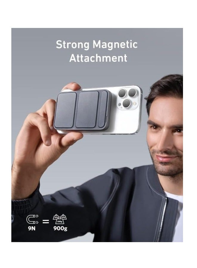 ريبنيو شاحن بطارية مغناطيسي 622 (Mag Go)، شاحن محمول لاسلكي مغناطيسي قابل للطي بقدرة 5000 مللي أمبير في الساعة ومنفذ USB-C للهواتف الذكية - Image 2