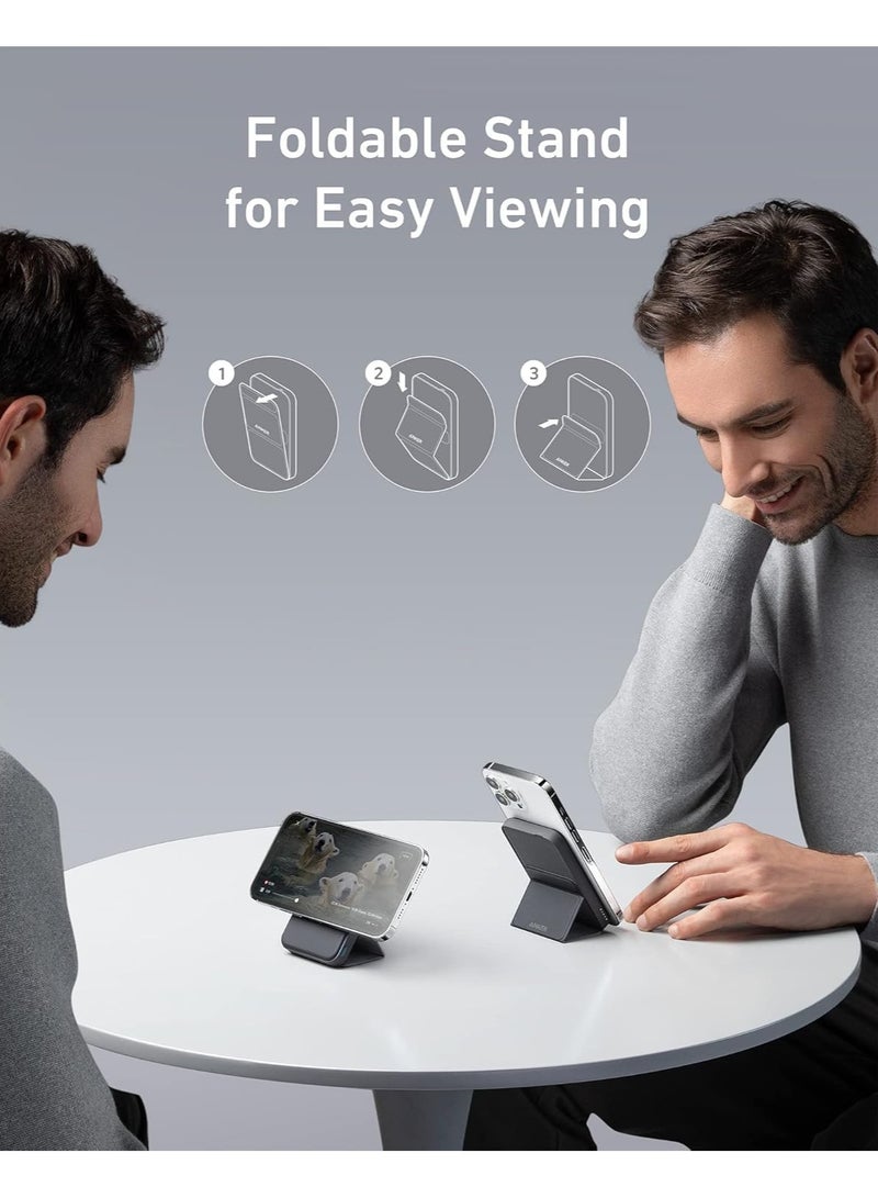 ريبنيو شاحن بطارية مغناطيسي 622 (Mag Go)، شاحن محمول لاسلكي مغناطيسي قابل للطي بقدرة 5000 مللي أمبير في الساعة ومنفذ USB-C للهواتف الذكية - Image 4