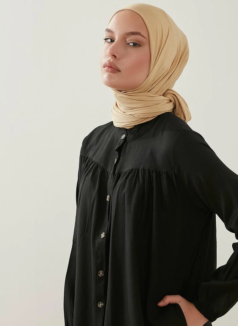 بور لا كارا من مودانيسا Button Down Tunic With Side Pockets And Rabon Black