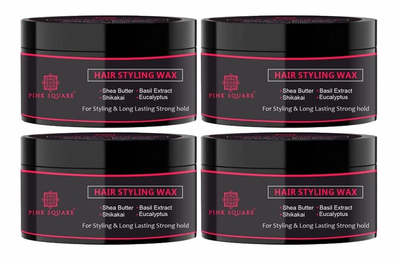 Pink Square Hair Wax for Men  Matte Finish  Hair Style Shine  Extra Strong Hold Styling Hair Wax Pack of 4 of 50 grams200 grams - Image 1