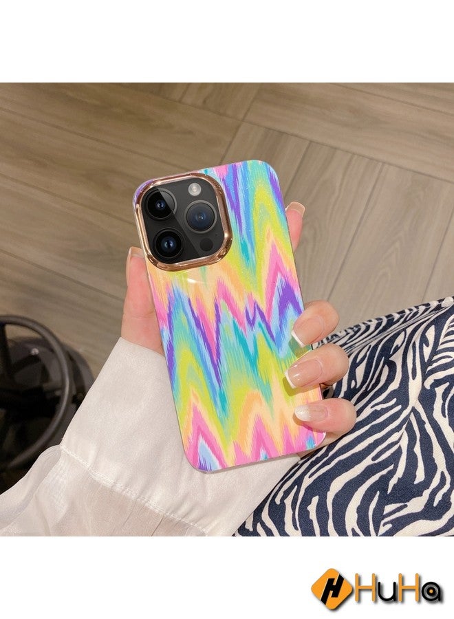HuHa HuHa Protective Case Cover For iPhone 15 Pro Max Colorful Shell Texture Marble PC + TPU Phone Case Rainbow Stripe 