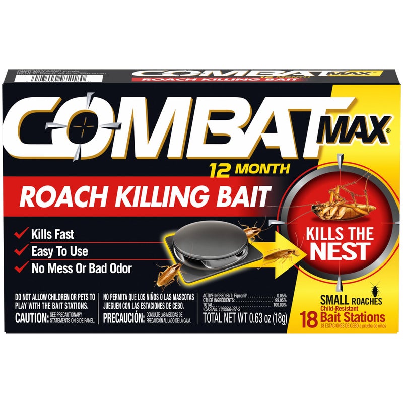 Combat Max 12 Month Roach Killing Bait, Small Roach Bait Station, Child-Resistant, 18 Count - Image 1