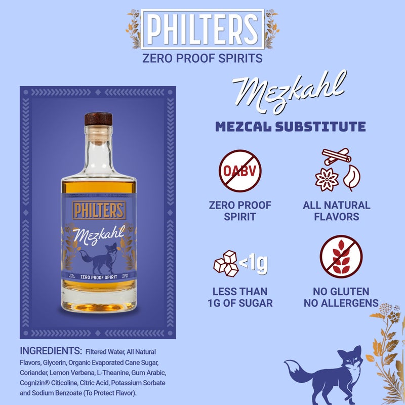Philters Non-Alcoholic Mezkahl, Zero Proof Mezcal Spirit, Alternative Drink Made in USA, All Natural Flavors, 25 Fl Oz - Image 4