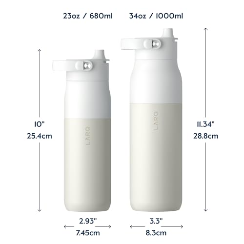 LARQ Bottle PureVis 2 23 oz - UV Water Purifier with Self-Cleaning, App Hydration Tracking, Filter Straw, Detachable Handle, Double-Wall Insulated, Granite White - Image 2