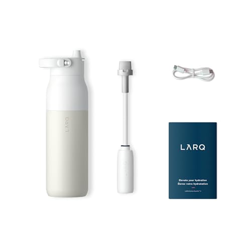 LARQ Bottle PureVis 2 23 oz - UV Water Purifier with Self-Cleaning, App Hydration Tracking, Filter Straw, Detachable Handle, Double-Wall Insulated, Granite White - Image 5