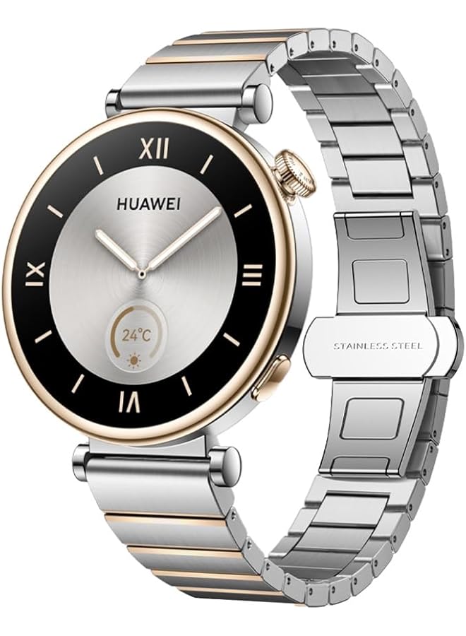 دادو حزام ساعة من الفولاذ المقاوم للصدأ متوافق مع ساعة هواوي Wacth Gt4 مقاس 41 مم مع مشبك فراشة بتصميم حبة واحدة - Image 1