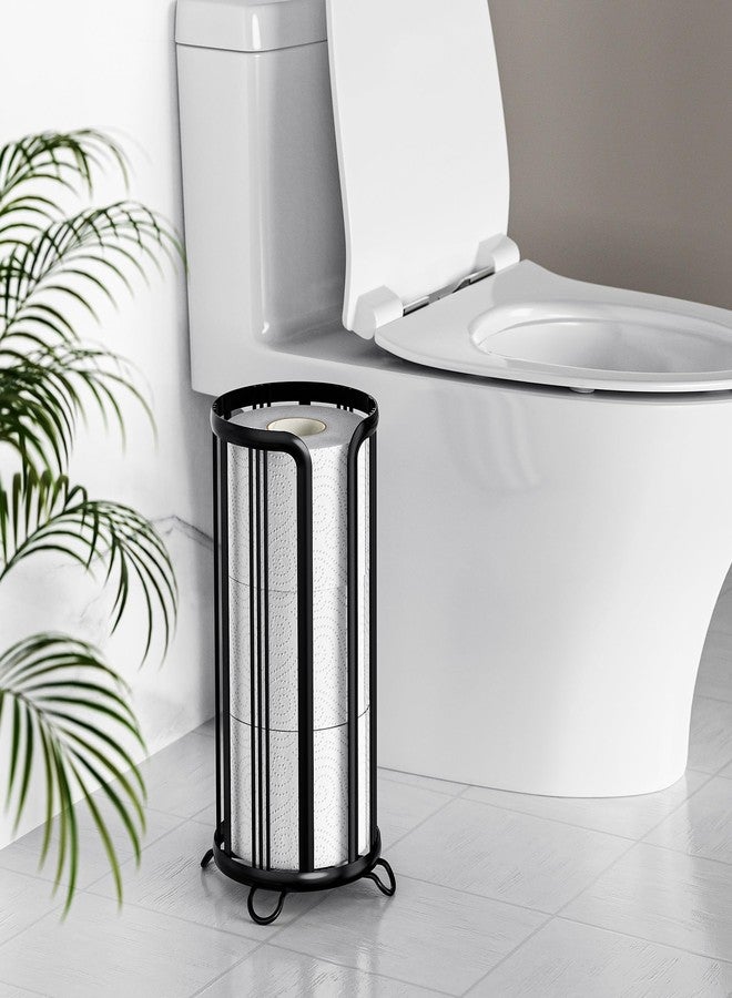 Epicano Toilet Paper Holder Stand, Freestanding Toilet Tissue Organizer, Minimalistic Storage Solution, Reserve Mega Rolls- Black - Image 2