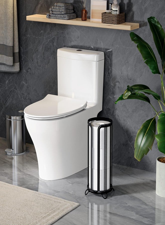Epicano Toilet Paper Holder Stand, Freestanding Toilet Tissue Organizer, Minimalistic Storage Solution, Reserve Mega Rolls- Black - Image 3
