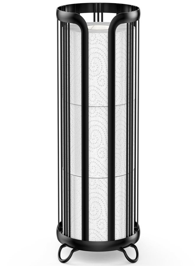 Epicano Toilet Paper Holder Stand, Freestanding Toilet Tissue Organizer, Minimalistic Storage Solution, Reserve Mega Rolls- Black - Image 1