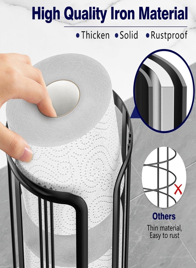 Epicano Toilet Paper Holder Stand, Freestanding Toilet Tissue Organizer, Minimalistic Storage Solution, Reserve Mega Rolls- Black - Image 5