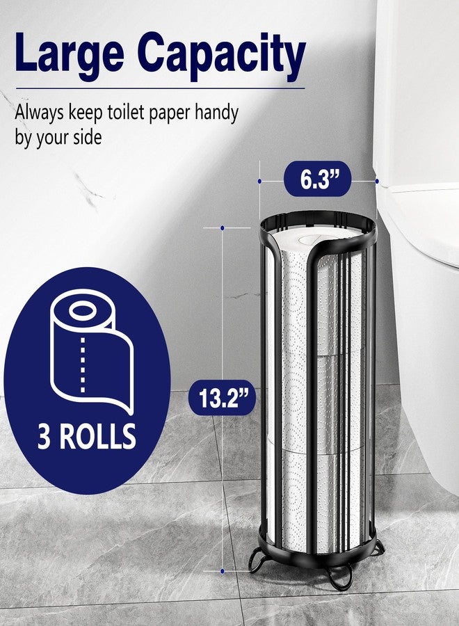 Epicano Toilet Paper Holder Stand, Freestanding Toilet Tissue Organizer, Minimalistic Storage Solution, Reserve Mega Rolls- Black - Image 4