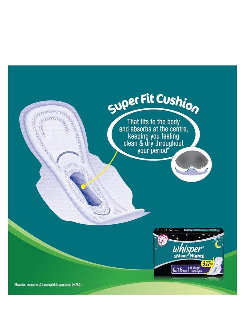 وسبير ويسبر ماكسي نايتس فوط صحية للنساء، XL، عبوة من 15 منديل - Image 3