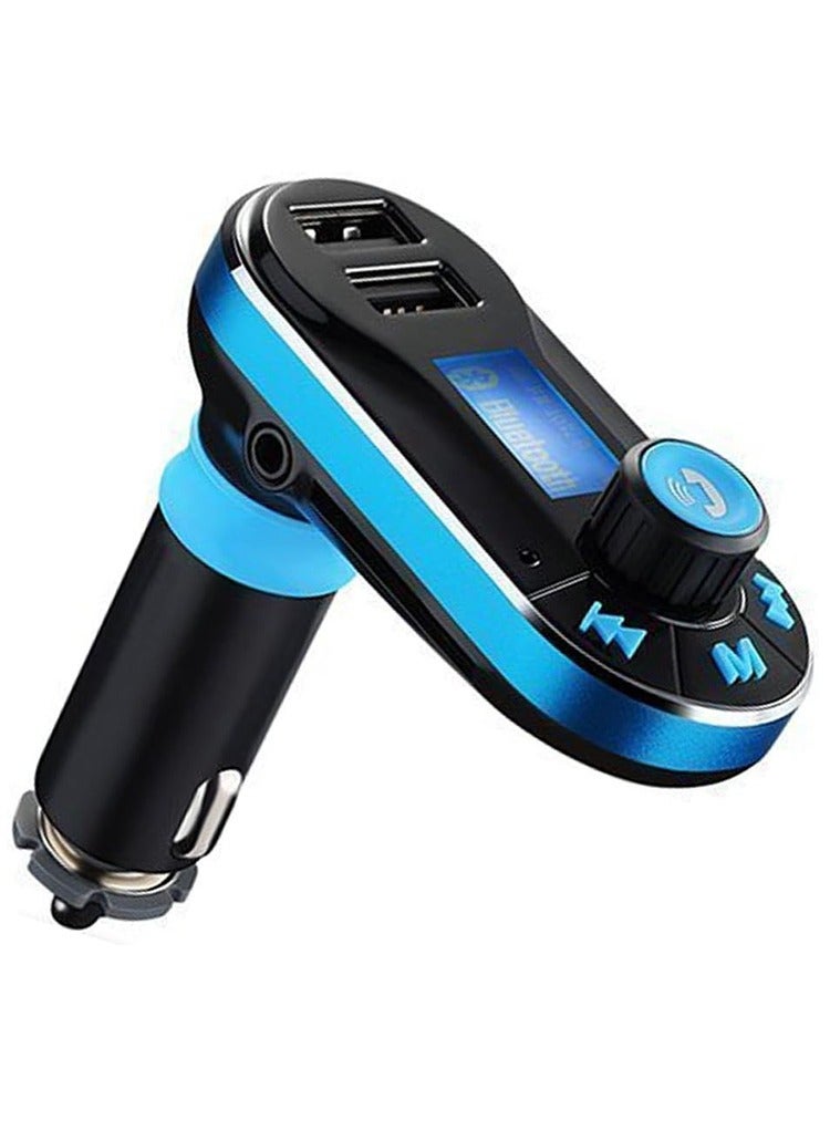 Mr.Smart Bluetooth Car FM Transmitter, Dual USB Charger, MP3 Player with U-Disk Support, Blue and Black - Image 1