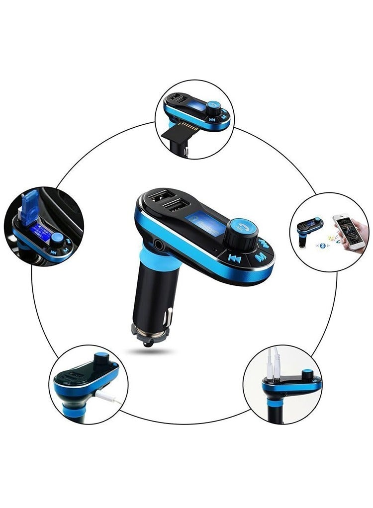 Mr.Smart Bluetooth Car FM Transmitter, Dual USB Charger, MP3 Player with U-Disk Support, Blue and Black - Image 2