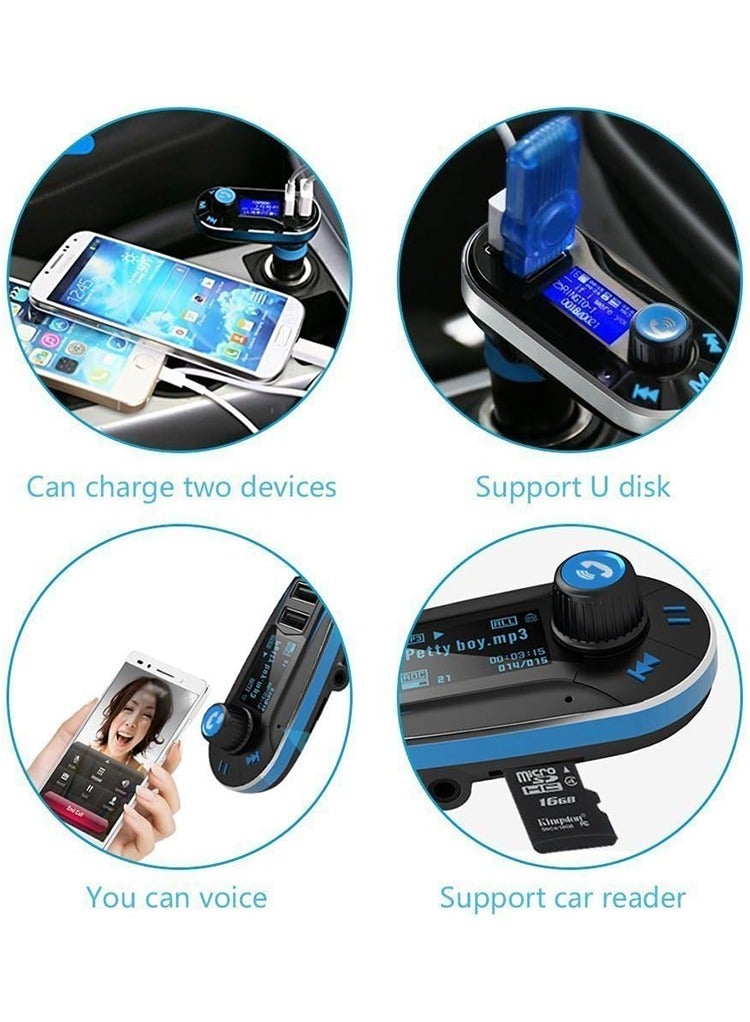 Mr.Smart Bluetooth Car FM Transmitter, Dual USB Charger, MP3 Player with U-Disk Support, Blue and Black - Image 5