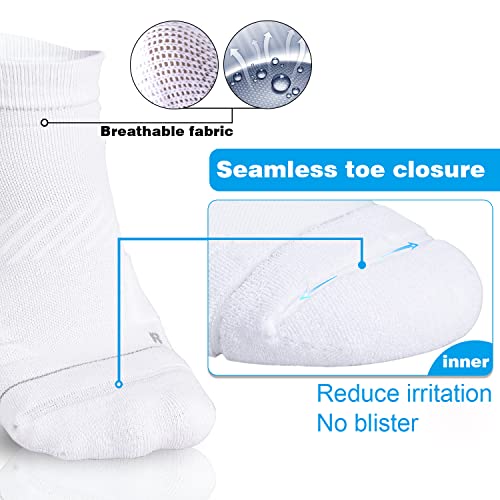 Hylaea No Show Running Athletic Anti-Blister Wicking Coolmax Socks, Seamless Anti-odor (Medium, 3 Pairs White Style 2) - Image 4