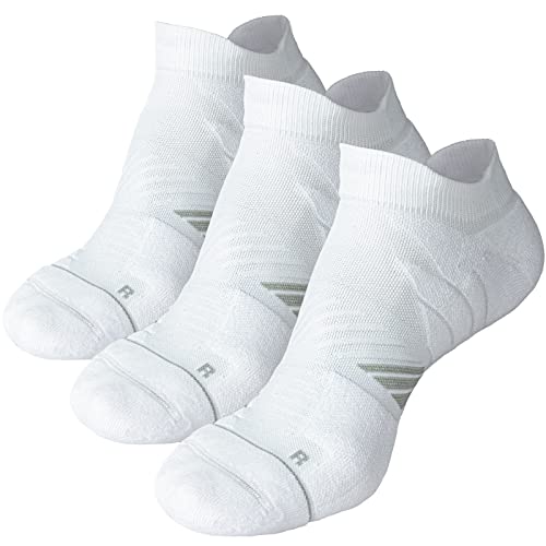 Hylaea No Show Running Athletic Anti-Blister Wicking Coolmax Socks, Seamless Anti-odor (Medium, 3 Pairs White Style 2) - Image 1