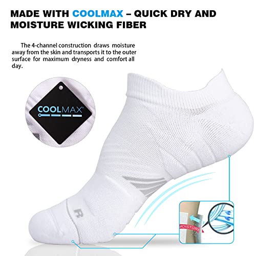 Hylaea No Show Running Athletic Anti-Blister Wicking Coolmax Socks, Seamless Anti-odor (Medium, 3 Pairs White Style 2) - Image 3