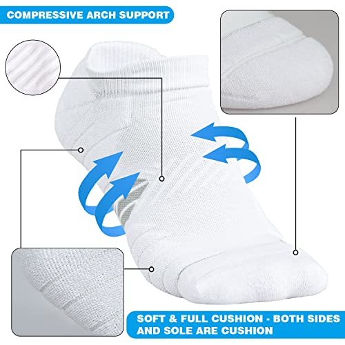 Hylaea No Show Running Athletic Anti-Blister Wicking Coolmax Socks, Seamless Anti-odor (Medium, 3 Pairs White Style 2) - Image 2