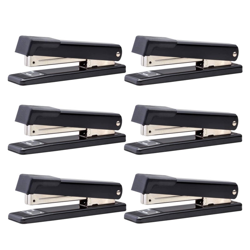 Bostitch Office Classic Metal Desktop Stapler 20 Capacity Dual Clinch Opens for Tacking FullStrip 6 Pack Black