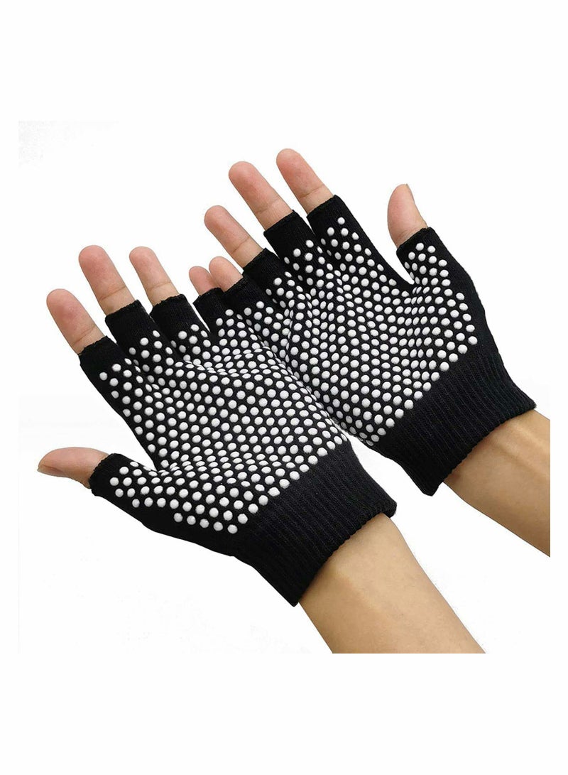 Excefore Yoga Gloves Non Slip Womens 2 Pair Fingerless Pilates Exercise Grip Gloves with White Silicone Dots - Image 4