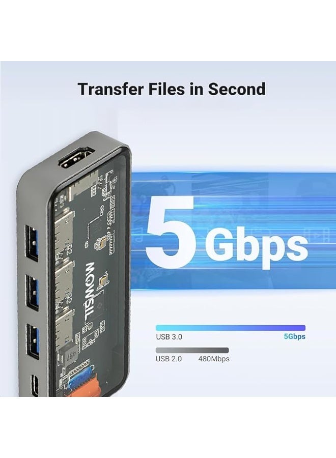 Mowsil 5-in-1 USB C Hub Multiport Adapter, 4K@60Hz - Image 3